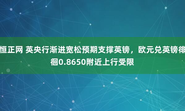 恒正网 英央行渐进宽松预期支撑英镑，欧元兑英镑徘徊0.8650附近上行受限