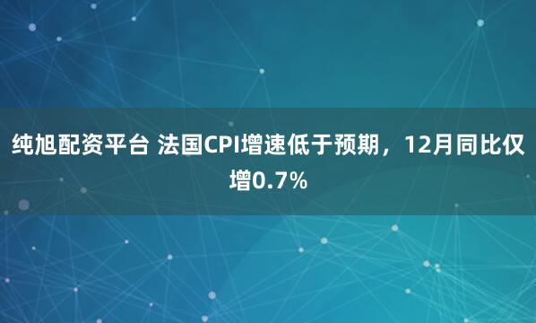 纯旭配资平台 法国CPI增速低于预期，12月同比仅增0.7%